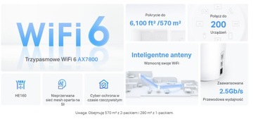 Точка доступа, роутер TP-Link Deco X95 + X50 AX7800 Wi-Fi 6 2,5 Гбит/с