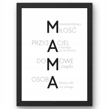 WZRUSZAJĄCY PREZENT DLA MAMY OBRAZ NA ŚCIANĘ PLAKAT W RAMIE NA DZIEŃ MATKI