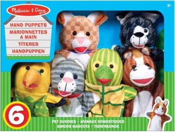 MELISSA AND DOUG PACYNKI NA RĘKĘ PET BUDDIES 6 ZWIERZĄTEK 24 cm
