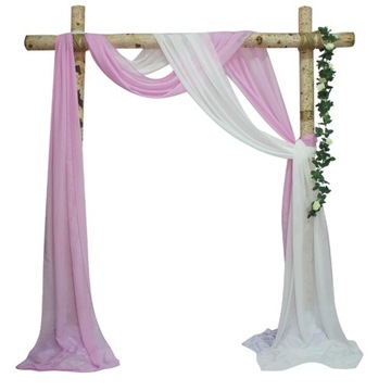 Reusable Chiffon Fabric Drapery Panel Swag Decorations Backdrop Window Pink