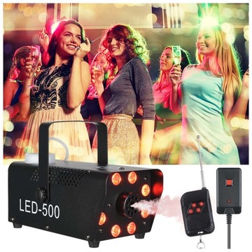 ГЕНЕРАТОР ТУМАНА ДЫМА МАЛЕНЬКИЙ ЭФФЕКТИВНЫЙ СВЕТОДИОДНЫЙ ЭФФЕКТ 500ВТ + 5Л ЖИДКОСТИ