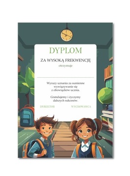 Dyplom za wysoką frekwencję na koniec roku szkolnego sztywny papier A4