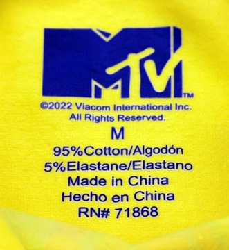 Body na ramiączka damskie MTV MUSIC TELEVISION Bawełniane r. M logo żółte