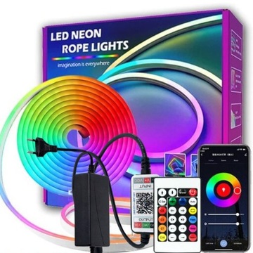 5m Taśma LED NEON FLEX RGBIC 5050 Aplikacja Bluetooth Pilot Zasilacz