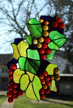 Витраж Тиффани виноград, красный виноград стеклянная виноградная лоза 2
