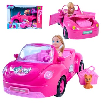 Lalka w samochodzie pies kosz piknik cabriolet otwierane drzwi