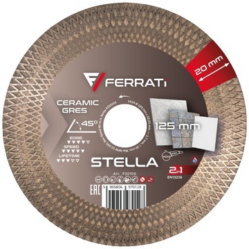 FERRATI STELLA 125 x 22,23 mm - Tarcza diamentowa do cięcia gresu, ceramiki