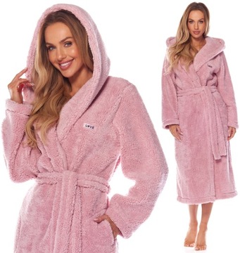 DŁUGI CIEPŁY PUCHOWY DAMSKI SZLAFROK PODOMKA XL