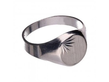 Srebrny pierścionek 925 sygnet z kołem 16r efektowny na prezent modny wzór