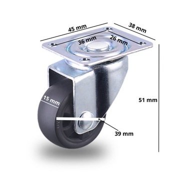 МЕБЕЛЬНЫЕ ПОВОРОТНЫЕ КОЛЕСА, МАЛЕНЬКИЕ РУЛИ ДЛЯ МЕБЕЛИ, НАБОР 4 ШТ.