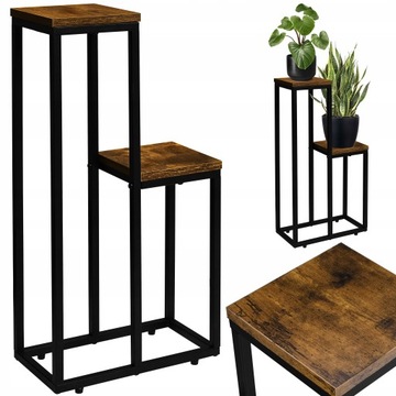 KWIETNIK STOJĄCY METALOWY LOFT INDUSTRIAL STOJAK NA KWIATY REGAŁ PÓŁKI 67cm