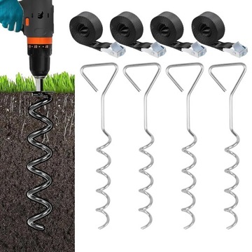 4STZ KOTWY MOCUJĄCE DO TRAMPOLINY PASY ZESTAW METALOWE UNIWERSALNE KOMPLET