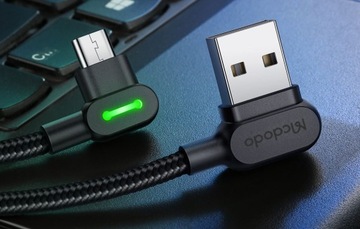 УГЛОВОЙ КАБЕЛЬ MCDODO С БЫСТРОЙ ЗАРЯДКОЙ USB НА MICRO USB, 1,2 М, СВЕТОДИОДНЫЙ