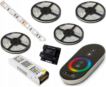 ZESTAW 20m TASMA LED RGB 5050 PILOT DOTYKOWY ZASIL