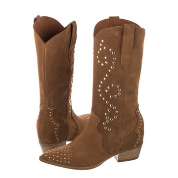 Buty Damskie Kowbojki Carinii Rude B5681 Brązowe
