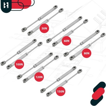 КОМПЛЕКТ 2X МЕБЕЛЬНЫЙ ПРИВОД ГАЗЛИФТА 50N ШКАФ ТЕЛЕСКОП АМОРТИЗАТОР
