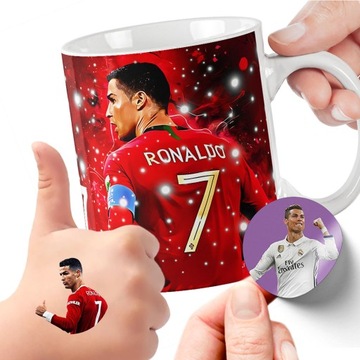 ZESTAW NA PREZENT KUBEK DLA DZIECI TATUAŻE NAKLEJKI CRISTIANO RONALDO CR7