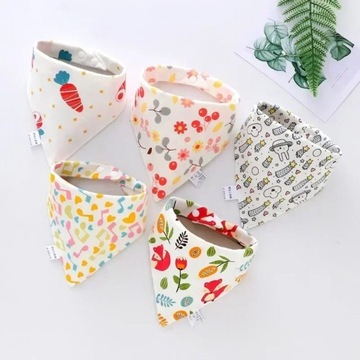 5Pcs Baby Bibs Triangle Scarf Cotton Cartoon Child Bandana Bib Dribble