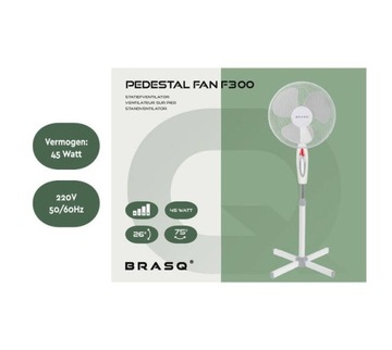 НАПОЛЬНЫЙ ВЕНТИЛЯТОР БЕЛЫЙ 40см BRASQ
