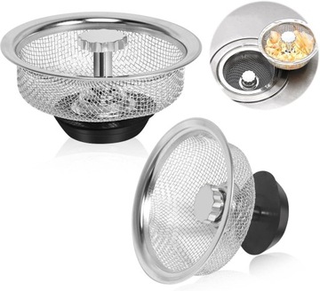 5SZT FILTR ZLEWU STAL NIERDZEWNA SREBRNA 84mm Z UCHWYTEM I KORKIEM