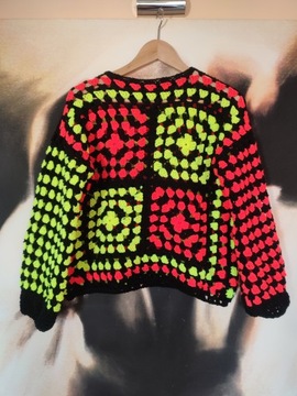 Sweter na szydełku handmade boho rękodzieło