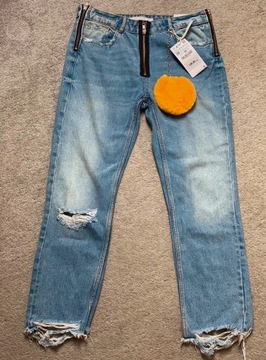 680F Nowe Zara spodnie jeans rurki rozm.M dziury