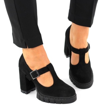 ЧЕРНЫЕ ЗАМШЕВЫЕ НАСОСЫ ЖЕНСКИЕ С РЕМЕШКАМИ 39