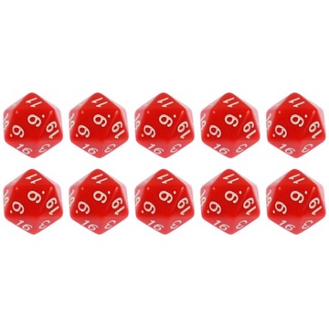ZESTAW 10 KOSTEK K20 RPG CZERWONA KOŚĆ DWUDZIESTOŚCIENNA