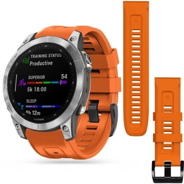 Pasek Silikonowy do Garmin Fenix 7, Pomarańczowy