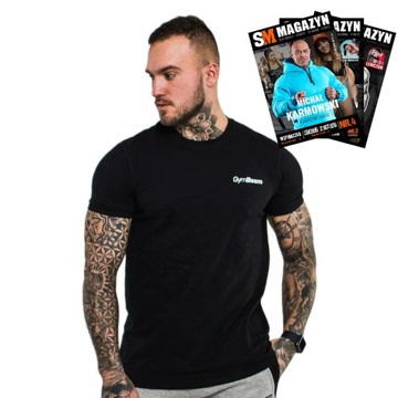 GYMBEAM KOSZULKA MĘSKA SPORTOWA FITNESS BASIC BLACK BAWEŁNA M