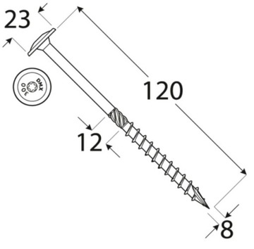 СТОЛЯРНЫЕ ШУРУРЫ ПО ДЕРЕВО TORX 8x120 KLIMAS PLATE 50 шт.