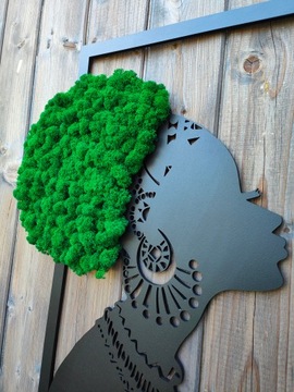 Украшение ЖЕНЩИНА 50см АФРО МОХ ХРОБОТКА ЖИВАЯ КАРТИНА с мхом хроботек