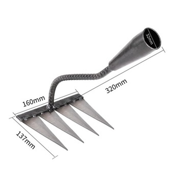 Садовые грабли Ручные садовые грабли из углеродистой стали с 4 зубьями для рыхления.