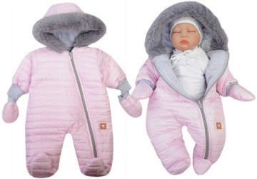 KOMBINEZON ZIMOWY ORTALION FUTRO różowy 62 B01C