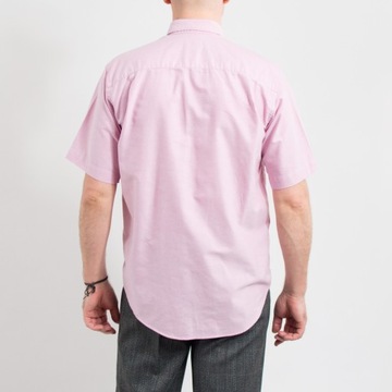 Lacoste koszula łososiowa męska różowa z krótkim rękawem bawełniana L