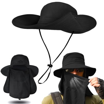 KAPELUSZ WĘDKARSKI MĘSKI Z NAKARCZKIEM FISHING HAT PRZECIWSŁONECZNA 360°
