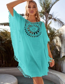 БОХО ТУНИКА ДЛЯ ПЛЯЖА, ВОЗДУХ, СВОБОДНАЯ КЕПКА ПАРЕО