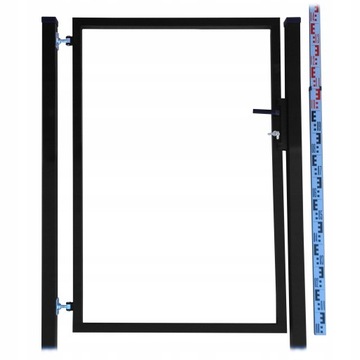 FURTKA 140cm czarna RAMKA dwa SŁUPKI RAL9005 ogrodzeniowa 143cm