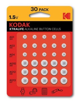 KODAK - батарейки-таблетки 1,5 В, набор из 30 шт.