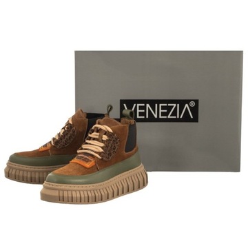 Buty Sneakersy Damskie Venezia Brązowe 0263099