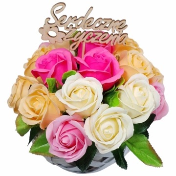 Букет из мыла цветы розы 19 шт цветочная коробка ПОДАРОК ​​ПОДАРОК ​​НА РАЗНЫЕ СЛУЧАИ