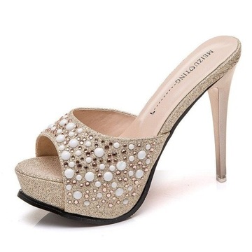 ELEGANCKIE KLAPKI NA SZPILCE 12cm DAMSKIE AS4447