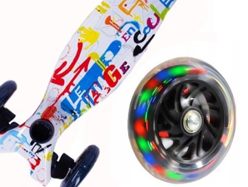 HULAJNOGA TRÓJKOŁOWA DLA DZIECI BALANSOWA KOŁA LED STYL GRAFFITI