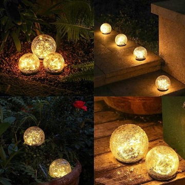 LED ŚWIETLNA KULISTY LAMPKI SOLARNE OGRODOWE WODOODPORNY Z CZUJNIKIEM 2SZT