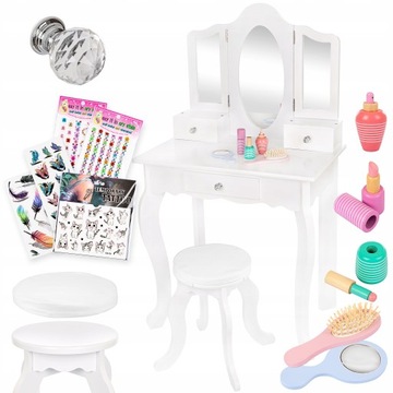 KINDERPLAY DUŻA DREWNIANA TOALETKA DLA DZIEWCZYNKI DZIECI 105,5CM + TATUAŻE