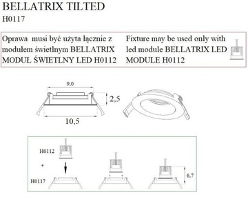 Встраиваемый светильник BELLATRIX TILTED H0117 Maxlight