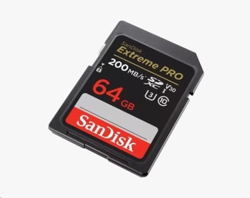 Карта памяти SanDisk Extreme PRO SDXC 64 ГБ 200/90 МБ/с C10 V30 UHS-I U3