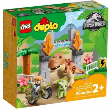 LEGO DUPLO UCIECZKA TYRANOZAURA I TRICERATOPSA KLOCKI JURASSIC WORLD 10939