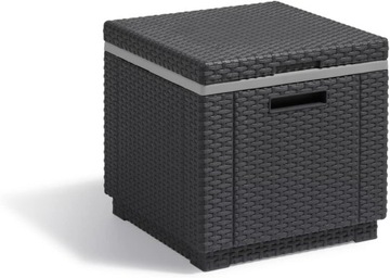 STOLIK KAWOWY LODÓWKA OGRODOWA SCHOWEK PUFA SIEDZISKO RATTAN 4w1 DO OGRODU