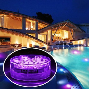 LAMPKI DEKORACYJNE OSWIETLENIE SALI BESENU 10 RGB LAMPA BASENOWA + PILOT